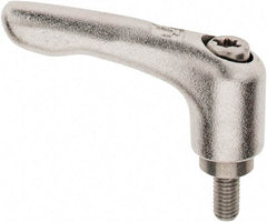 KIPP - M5 x 0.08, 10mm Hub Diam, Stainless Steel Threaded Stud Adjustable Clamping Handle - 10mm Stud Length, 47mm OAL, 31mm High - Exact Tool & Supply