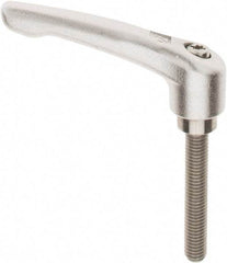 KIPP - M8 x 1.25, 17/32" Hub Diam, Stainless Steel Threaded Stud Adjustable Clamping Handle - 1-31/32" Stud Length, 74.5mm OAL, 42.5mm High - Exact Tool & Supply