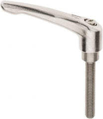 KIPP - 3/8-16, 16mm Hub Diam, Stainless Steel Threaded Stud Adjustable Clamping Handle - 60mm Stud Length, 91mm OAL, 54.5mm High - Exact Tool & Supply
