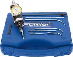 Fowler - 7 Piece, 0" to 1/4" Measuring Range, 1.6" Dial Diam, 0-50 Dial Reading, White Dial Test Indicator Kit - 0.0005" Dial Graduation - Exact Tool & Supply