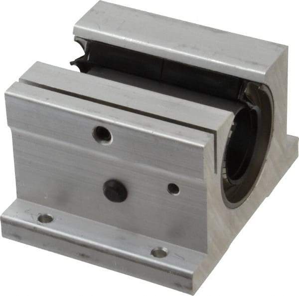 Thomson Industries - 1-1/4" Inside Diam, 2350/4700 Lbs. Dynamic Capacity, Open Single Pillow Block Linear Bearing - 2.56" Overall Height x 4" Overall Width - Exact Tool & Supply