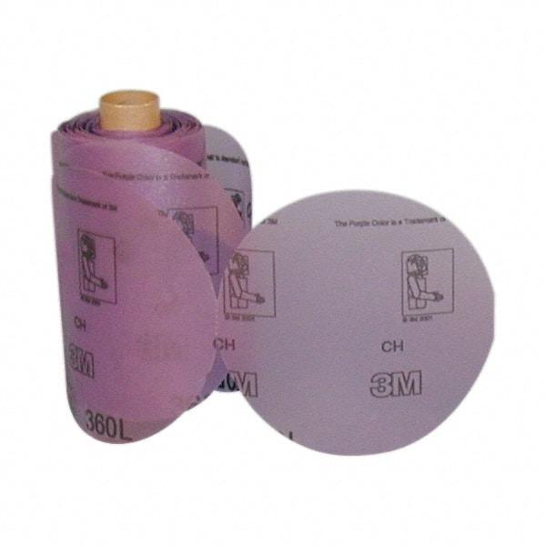 3M - 5" Diam, 320 Grit Aluminum Oxide Adhesive PSA Disc - Extra Fine Grade, Purple, Film Backing, Flexible, Use with Random Orbital Sanders - Exact Tool & Supply