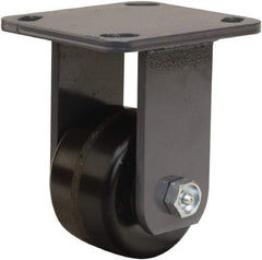 Hamilton - 3-1/4" Diam x 2" Wide x 5-1/4" OAH Top Plate Mount Rigid Caster - Phenolic, 700 Lb Capacity, Straight Roller Bearing, 4 x 4-1/2" Plate - Exact Tool & Supply