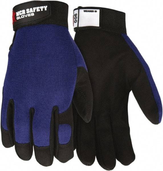 MCR Safety - Size M Synthetic Blend Work Gloves - Adjustable Closure Cuff, Black/Blue, Paired - Exact Tool & Supply