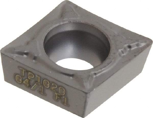 Seco - CCMT32.51 F1 Grade TP1020 Cermet Turning Insert - Uncoated, 80° Diamond, 3/8" Inscr Circle, 5/32" Thick, 1/64" Corner Radius - Exact Tool & Supply