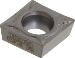 Seco - CCMT32.51 F1 Grade TP1020 Cermet Turning Insert - Uncoated, 80° Diamond, 3/8" Inscr Circle, 5/32" Thick, 1/64" Corner Radius - Exact Tool & Supply