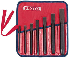 Proto - 7 Piece Cold Chisel Set - 10-11/16" OAL, Steel, Sizes Included 5/16 to 7/8" - Exact Tool & Supply
