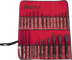 Proto - 26 Piece Punch & Chisel Set - 1/4 to 1-3/16" Chisel, 3/32 to 1/4" Punch, Hex Shank - Exact Tool & Supply