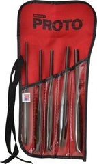 Proto - 5 Piece, 5/32 to 5/16", Pin Punch Set - Hex Shank, Steel, Comes in Tool Roll - Exact Tool & Supply