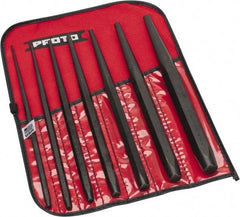 Proto - 7 Piece, 3/32 to 3/8", Drift Punch Set - Hex Shank, Steel, Comes in Tool Roll - Exact Tool & Supply