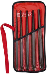 Proto - 5 Piece, 1/8 to 5/16", Drift Punch Set - Hex Shank, Steel, Comes in Tool Roll - Exact Tool & Supply