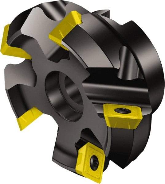 Sandvik Coromant - 100mm Cut Diam, 32mm Arbor Hole, 6mm Max Depth of Cut, 45° Indexable Chamfer & Angle Face Mill - 5 Inserts, R245-12T3.. Insert, Right Hand Cut, Series CoroMill 245 - Exact Tool & Supply