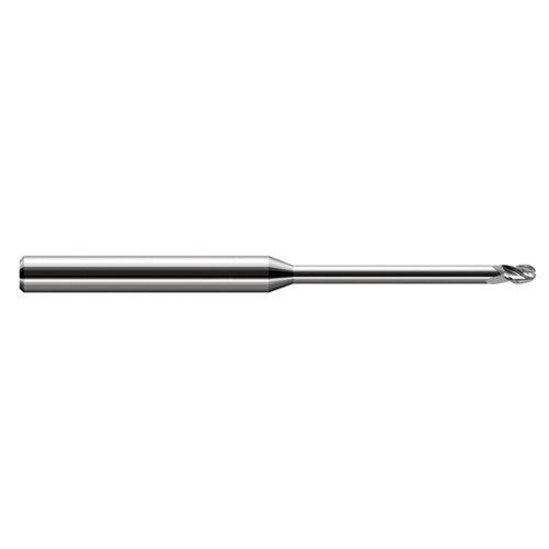 ‎0.08″ Dia. × 1/8″ Shank × 0.12″ DOC × 2-1/2″ OAL, Carbide Uncoated, Stub , 3 Flute, Ballnose End Mill - Exact Tool & Supply