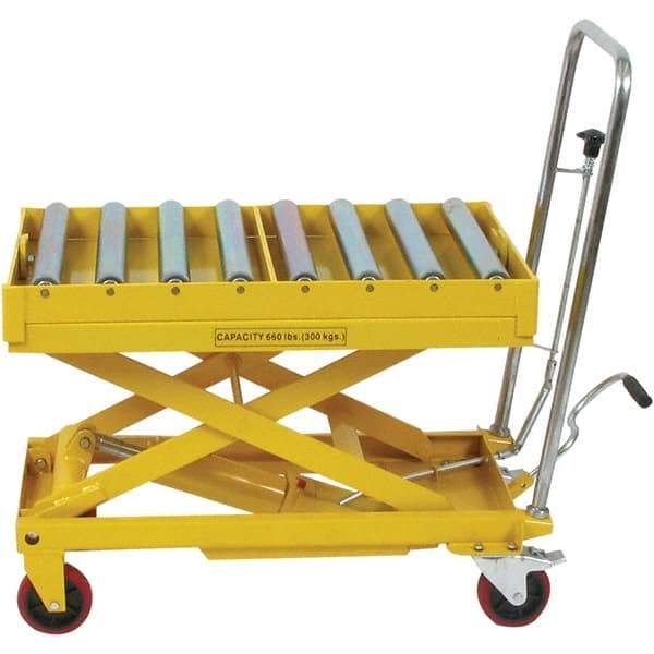 Wesco Industrial Products - 660 Lb Capacity Manual Hydraulic Scissor Lift Table - 12-1/2" to 38-1/4" Lift Height, 32-1/2" Platform Length x 19-1/2" Platform Width - Exact Tool & Supply