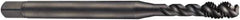 DORMER - M3x0.50 Metric Coarse 3 Flute 6H Bottoming Spiral Flute Tap - Cobalt, Oxide Finish, 56mm OAL, Right Hand Flute, Right Hand Thread, Series EX016H - Exact Tool & Supply