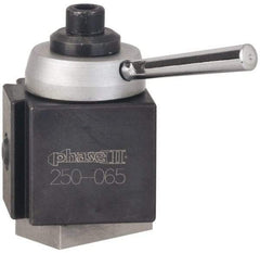 Phase II - 5 to 8 Inch Lathe Swing, Piston Type Quick Change Tool Post - Series 250, 5/8 to 1-1/8 Inch Centerline Height Range, 1-1/2 Inch Overall Height - Exact Tool & Supply