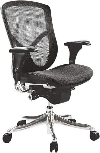 ALERA - 18-3/8 to 23" High Mid Back Chair - 28" Wide x 29-1/8" Deep, Breathable-A-Grade Black Mesh Seat, Black - Exact Tool & Supply