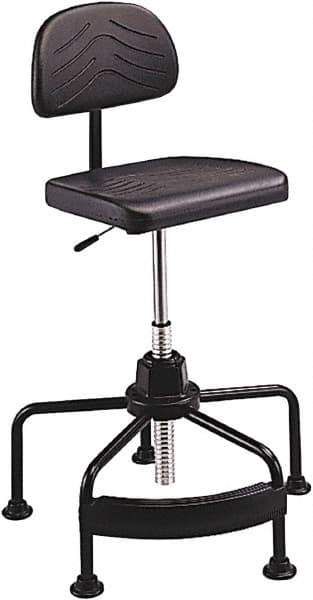 Safco - 17 to 35" High Industrial Chair - 25" Wide x 24" Deep, Polyurethane Seat, Black - Exact Tool & Supply