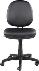ALERA - 18-3/4 to 23-1/2" High Task Chair - 19" Wide x 25-3/4" Deep, Leather Seat, Black - Exact Tool & Supply
