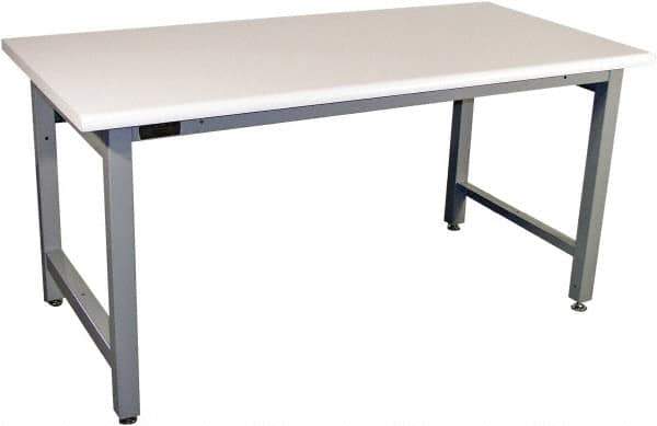 Proline - 60 Wide x 30" Deep x 36" High, Plastic Laminate Workbench - Adjustable Height Legs, Gray - Exact Tool & Supply