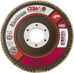 Camel Grinding Wheels - 36 Grit, 5" Disc Diam, 5/8-11 Center Hole, Type 29 Aluminum Oxide Flap Disc - 12,200 Max RPM, Polyester Backing, Arbor Attaching System, Coated - Exact Tool & Supply