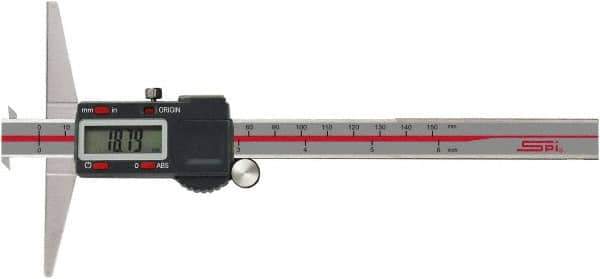 SPI - 0" to 8" Electronic Depth Gage - 0.0015" Accuracy, 0.0005" Resolution, 4" Base Length - Exact Tool & Supply