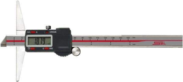 SPI - 0" to 8" Electronic Depth Gage - 0.0015" Accuracy, 0.0005" Resolution, 4" Base Length - Exact Tool & Supply