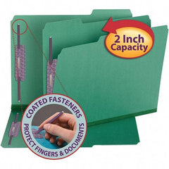 SMEAD - 11-3/4 x 9-1/2", Letter Size, Green, File Folders with Top Tab - 23 Point Stock, Assorted Tab Cut Location - Exact Tool & Supply