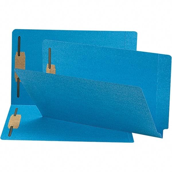 SMEAD - 15-1/4 x 9-1/2", Legal, Blue, File Folders with End Tab - 11 Point Stock, Straight Tab Cut Location - Exact Tool & Supply