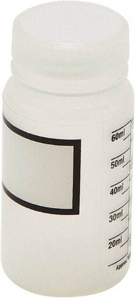 Dynalon Labware - 60 mL Wide-Mouth Bottle - Polypropylene, Translucent, 3.2" High x 1.6" Diam, 33mm Cap - Exact Tool & Supply
