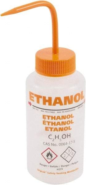 Dynalon Labware - 500 mL Safety Wash Bottle - Polyethylene, Translucent, 6-1/2" High x 3" Diam, 50mm Cap - Exact Tool & Supply