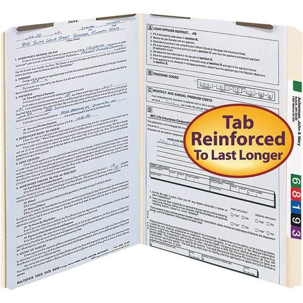 SMEAD - 14-5/8 x 9-1/2", Legal, Manila, File Folders with Top Tab - 11 Point Stock, Straight Tab Cut Location - Exact Tool & Supply