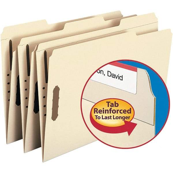 SMEAD - 14-5/8 x 9-1/2", Legal, Manila, File Folders with Top Tab - 11 Point Stock, Assorted Tab Cut Location - Exact Tool & Supply