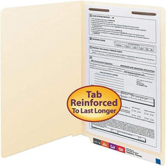 SMEAD - 15-1/4 x 9-1/2", Legal, Manila, File Folders with End Tab - 11 Point Stock, Straight Tab Cut Location - Exact Tool & Supply