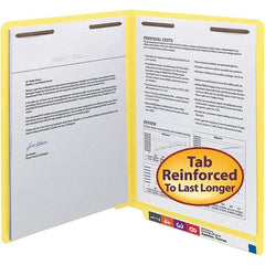 SMEAD - 12-1/4 x 9-1/2", Letter Size, Yellow, File Folders with End Tab - 11 Point Stock, Straight Tab Cut Location - Exact Tool & Supply