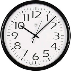 UNIVERSAL - 12 Inch Diameter, White Face, Dial Wall Clock - Analog Display, Black Case, Runs on AA Battery - Exact Tool & Supply