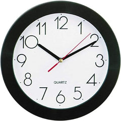 UNIVERSAL - 7-3/4 Inch Diameter, White Face, Dial Wall Clock - Analog Display, Black Case, Runs on AA Battery - Exact Tool & Supply