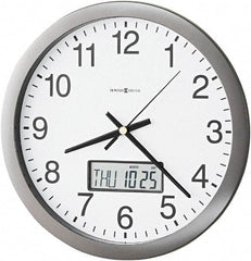 Howard Miller - 12 Inch Diameter, White Face, Dial Wall Clock - Analog Display, Gray Case, Runs on AA Battery - Exact Tool & Supply