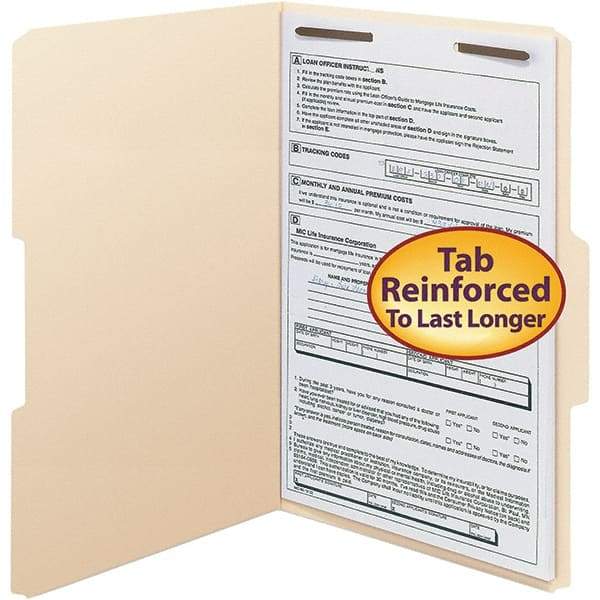 SMEAD - 14-5/8 x 9-1/2", Legal, Manila, File Folders with Top Tab - 11 Point Stock, Assorted Tab Cut Location - Exact Tool & Supply