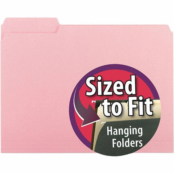 SMEAD - 11-5/8 x 9-3/16", Letter Size, Pink, File Folders with Top Tab - 11 Point Stock, 1/3 Tab Cut Location - Exact Tool & Supply