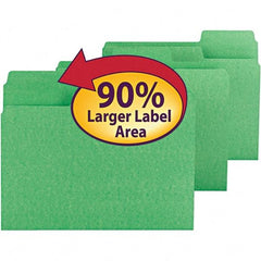SMEAD - 11-5/8 x 9-1/2", Letter Size, Green, File Folders with Top Tab - 11 Point Stock, Assorted Tab Cut Location - Exact Tool & Supply
