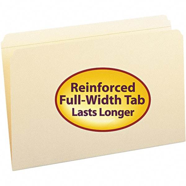 SMEAD - 14-5/8 x 9-1/2", Legal, Manila, File Folders with Top Tab - 11 Point Stock, Straight Tab Cut Location - Exact Tool & Supply