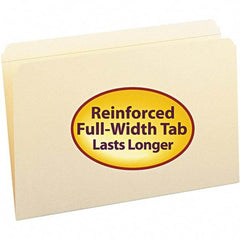SMEAD - 14-5/8 x 9-1/2", Legal, Manila, File Folders with Top Tab - 11 Point Stock, Straight Tab Cut Location - Exact Tool & Supply