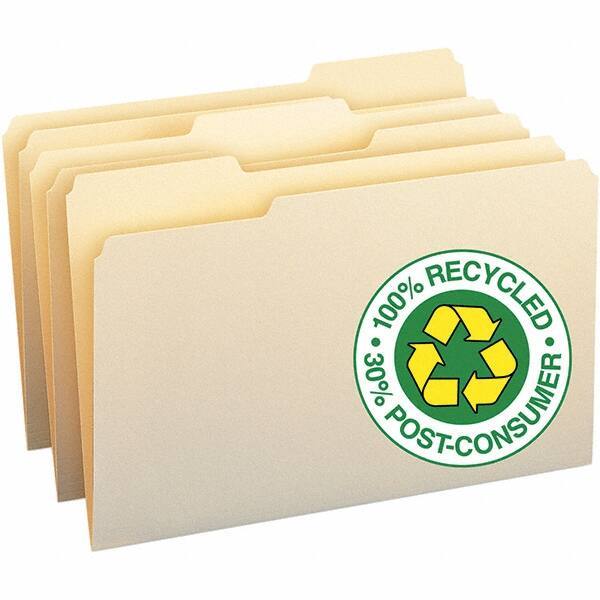 SMEAD - 14-5/8 x 9-1/2", Legal, Manila, File Folders with Top Tab - 11 Point Stock, Assorted Tab Cut Location - Exact Tool & Supply