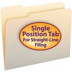 SMEAD - 11-5/8 x 9-1/2", Letter Size, Manila, File Folders with Top Tab - 11 Point Stock, 1st Position Tab Cut Location - Exact Tool & Supply