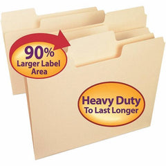 SMEAD - 11-5/8 x 9-1/2", Letter Size, Manila, File Folders with Top Tab - 14 Point Stock, Assorted Tab Cut Location - Exact Tool & Supply