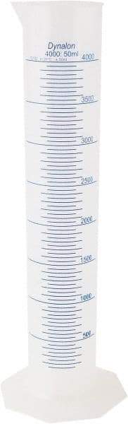Dynalon Labware - 4,000 ml Polypropylene Graduated Cylinder - 50 ml Graduation, 8-7/64" Diam x 23-5/8" High - Exact Tool & Supply