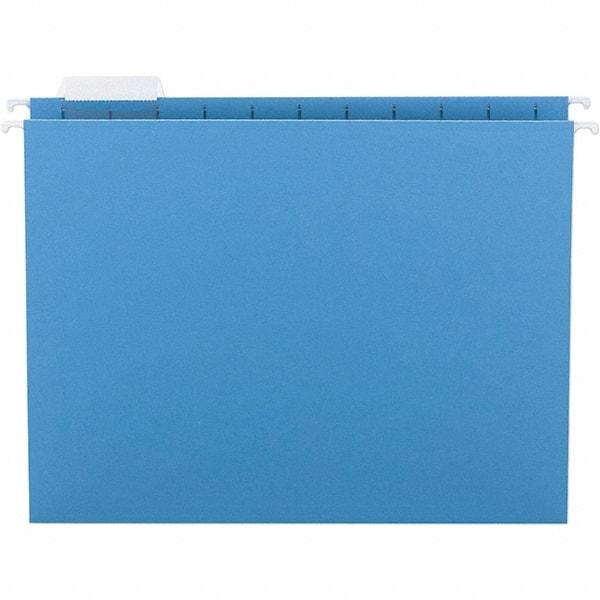 SMEAD - 12-1/4 x 9-1/2", Letter Size, Blue, Hanging File Folder - 11 Point Stock, 1/5 Tab Cut Location - Exact Tool & Supply