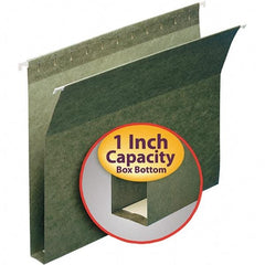 SMEAD - 12-1/4 x 9-1/2", Letter Size, Standard Green, Hanging File Folders with Box Bottom - 11 Point Stock - Exact Tool & Supply