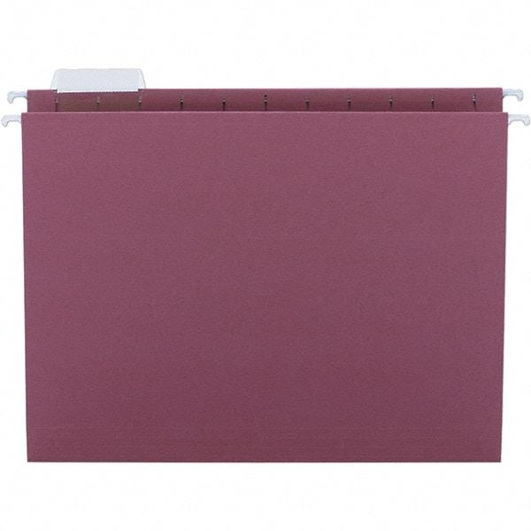 SMEAD - 12-1/4 x 9-1/2", Letter Size, Maroon, Hanging File Folder - 11 Point Stock, 1/5 Tab Cut Location - Exact Tool & Supply